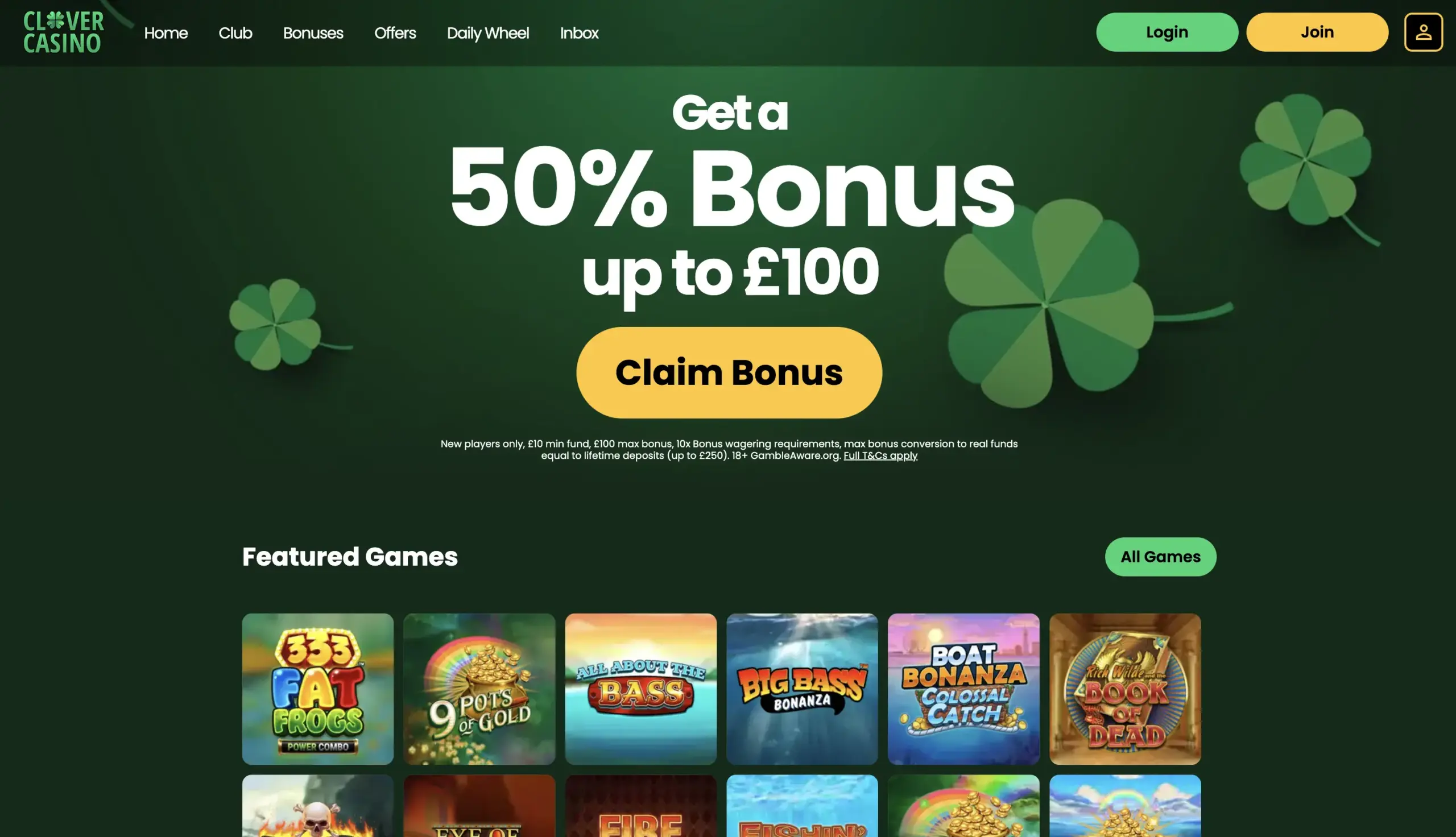 Clover Casino Homepage