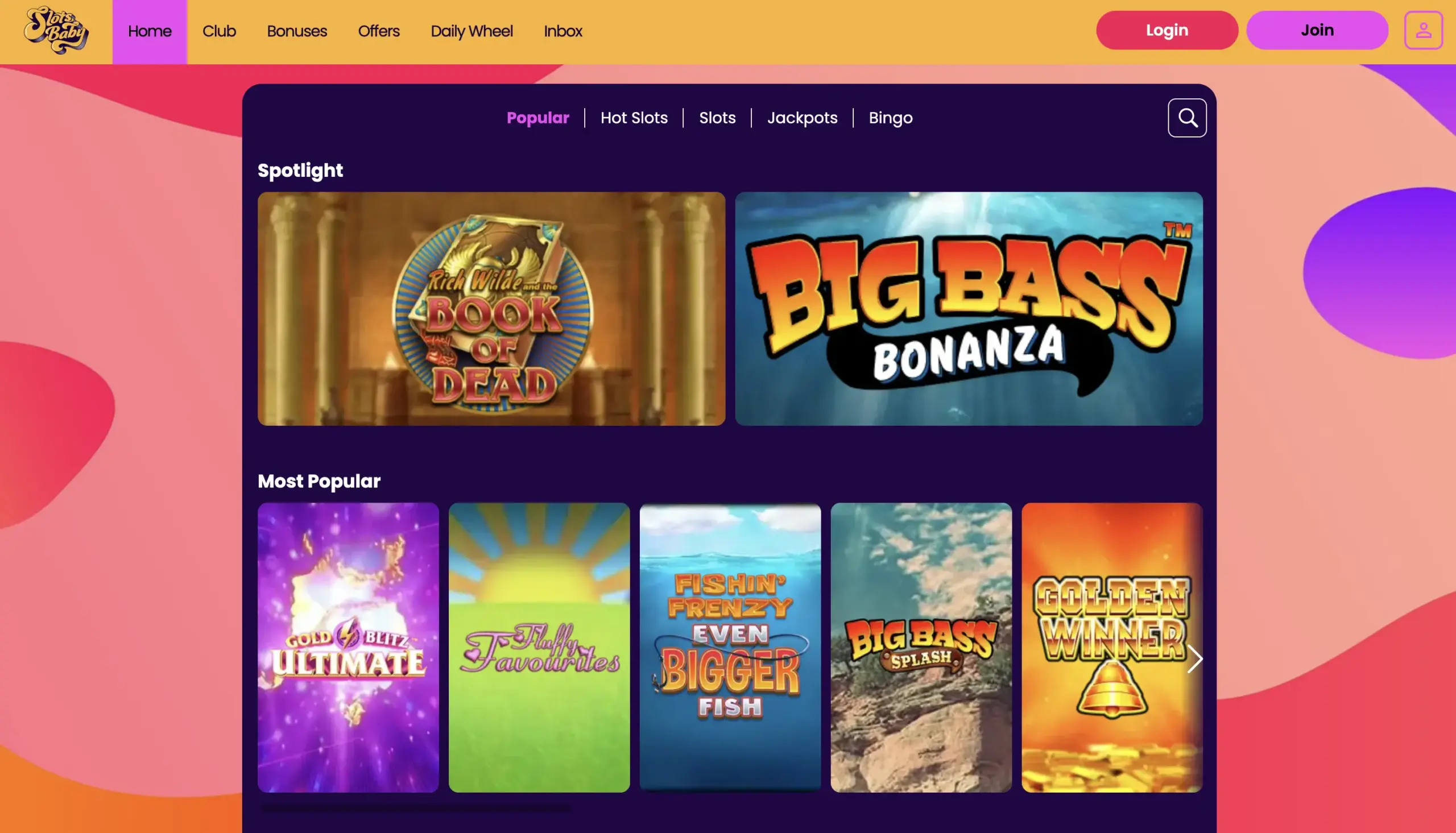 Slots Baby Homepage