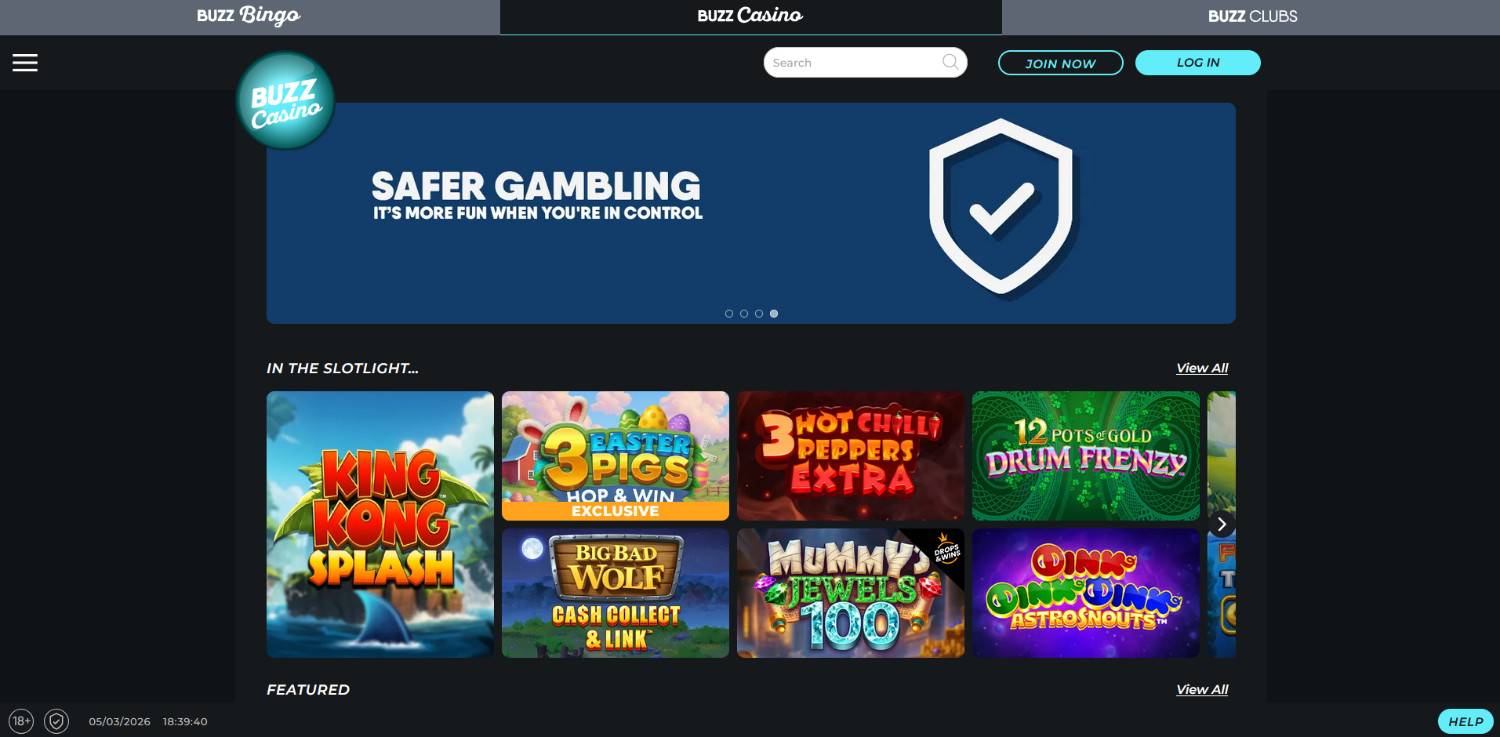 buzz casino homepage
