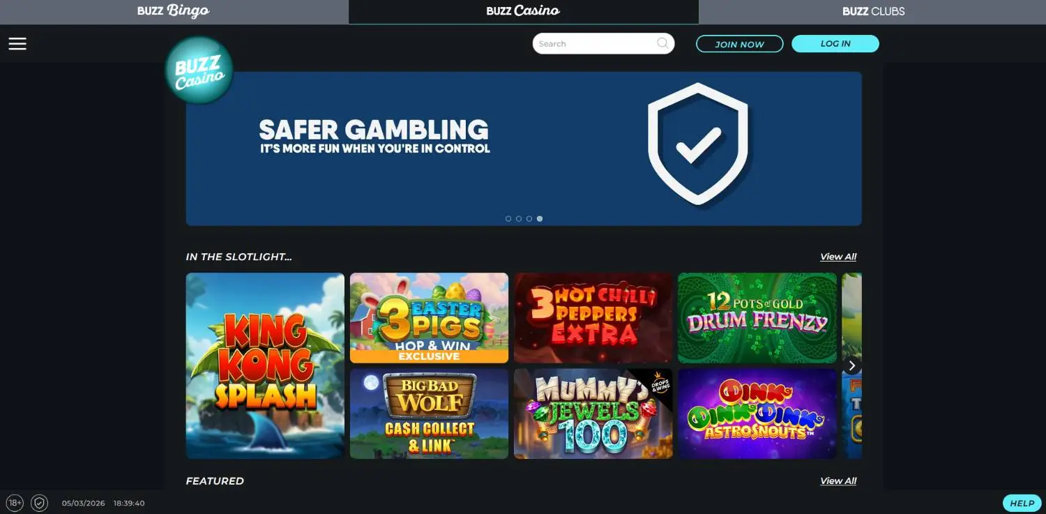 buzz casino homepage