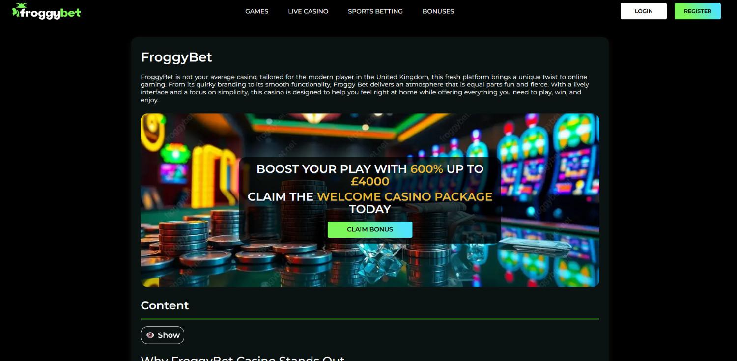 froggybet homepage
