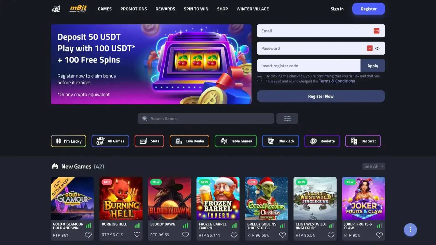 mbit casino homepage