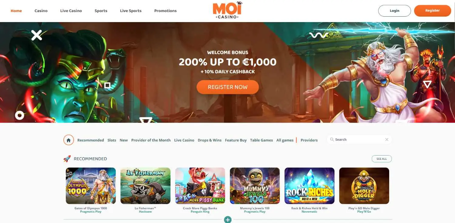 Moi Casino Homepage
