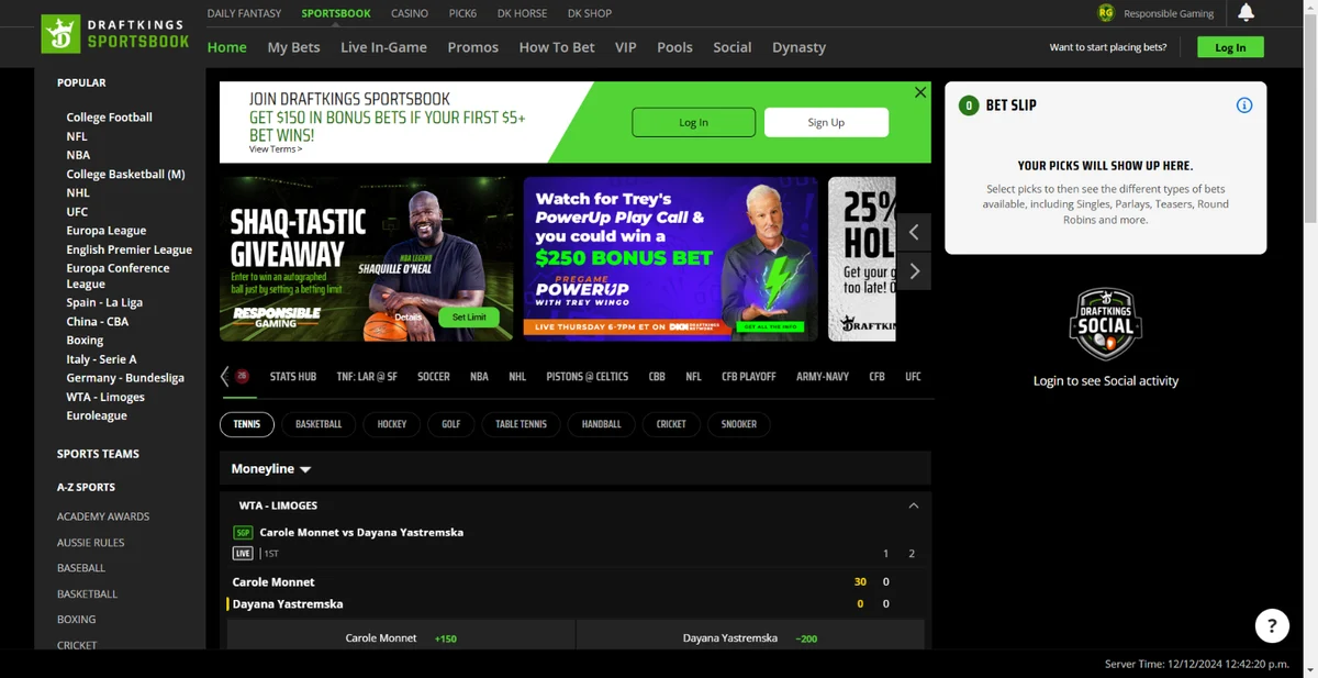 Draft Kings Homepage