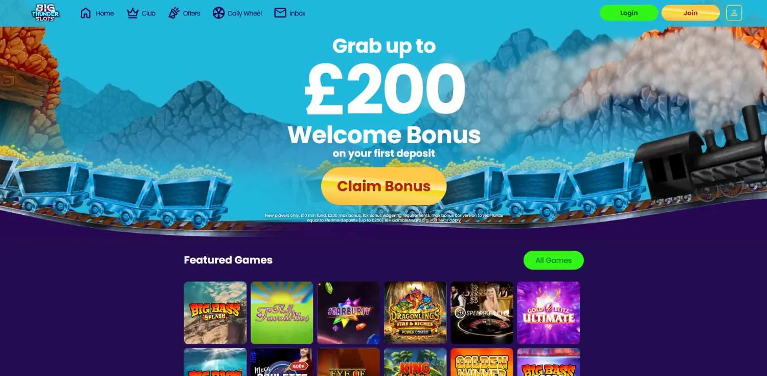 big thunder slots homepage