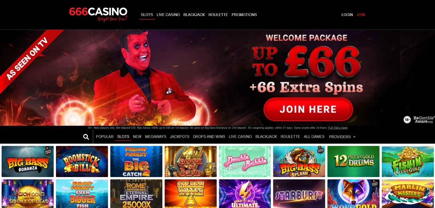 666 Casino homepage