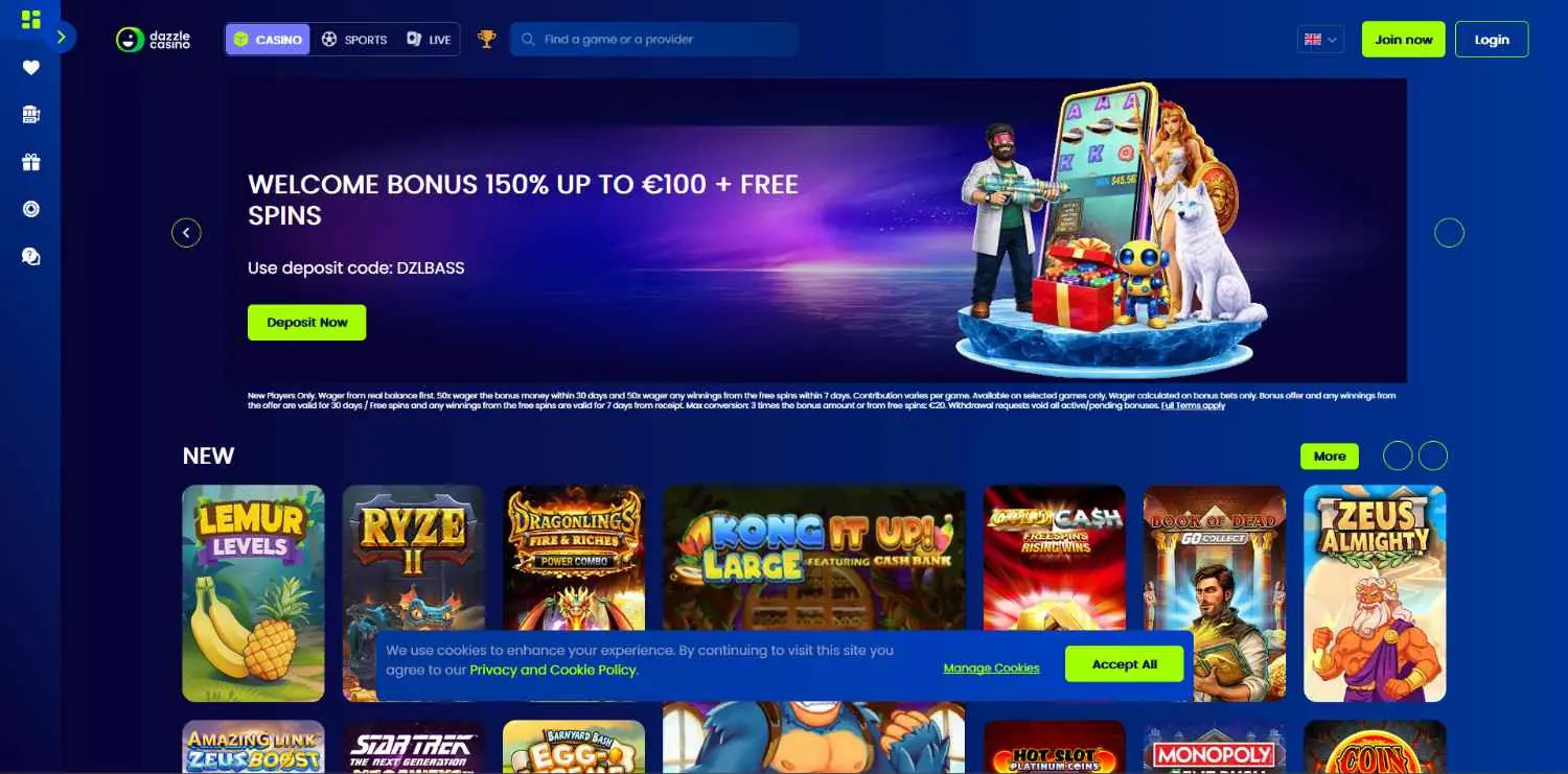 dazzle casino homepage