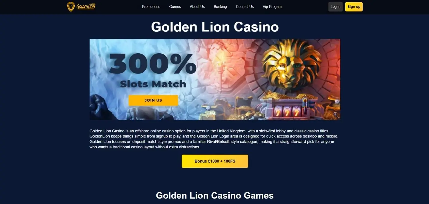 golden lion homepage