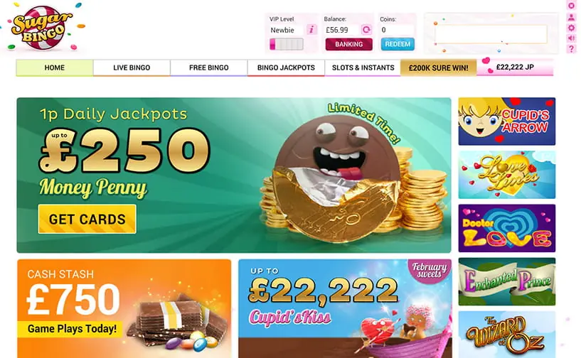 Sugar Bingo Homepage sugar bingo homepage