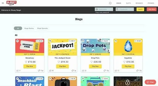Glossy Bingo Homepage