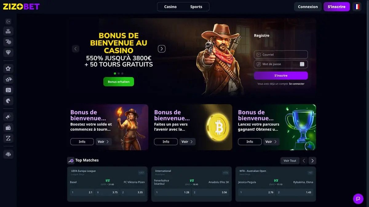 Zizobet Casino homepage