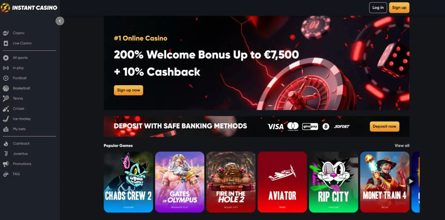 instant casino homepage