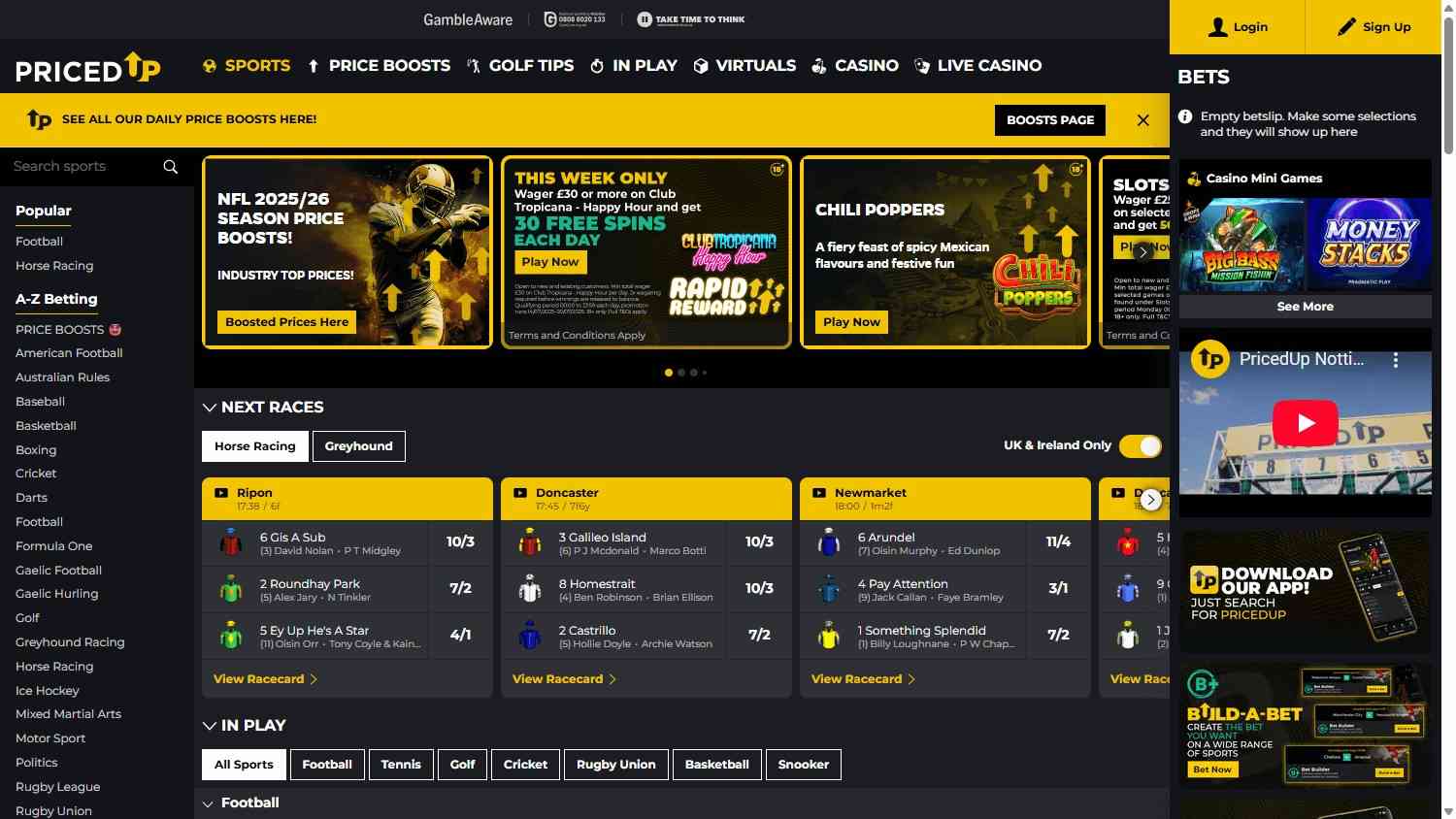 pricedup_casino_homepage_deskto