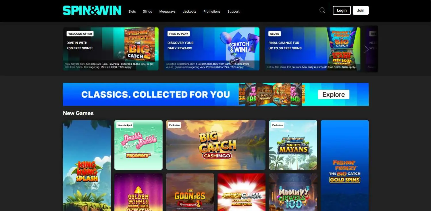 spin and win homepage