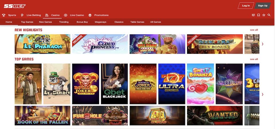 55bet casino homepage