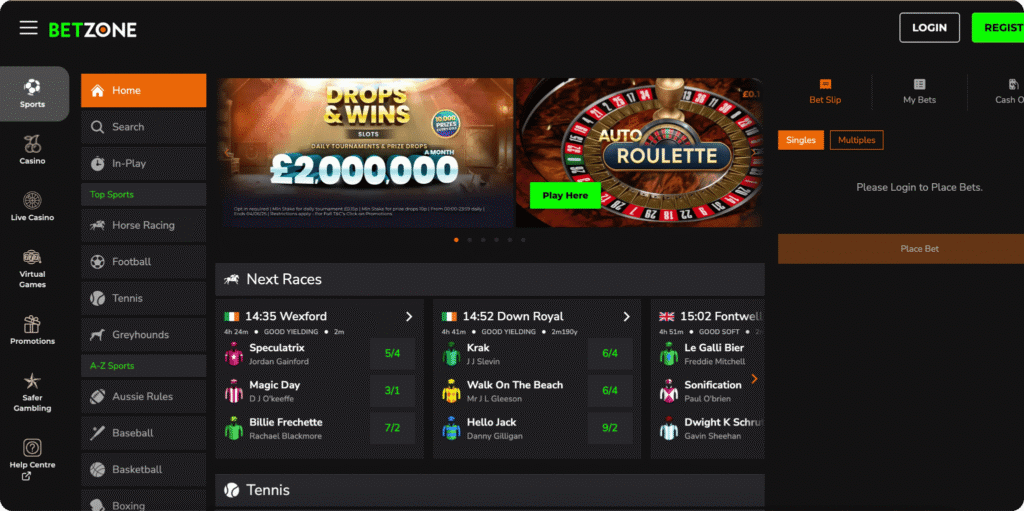 Betzone Casino Homepage