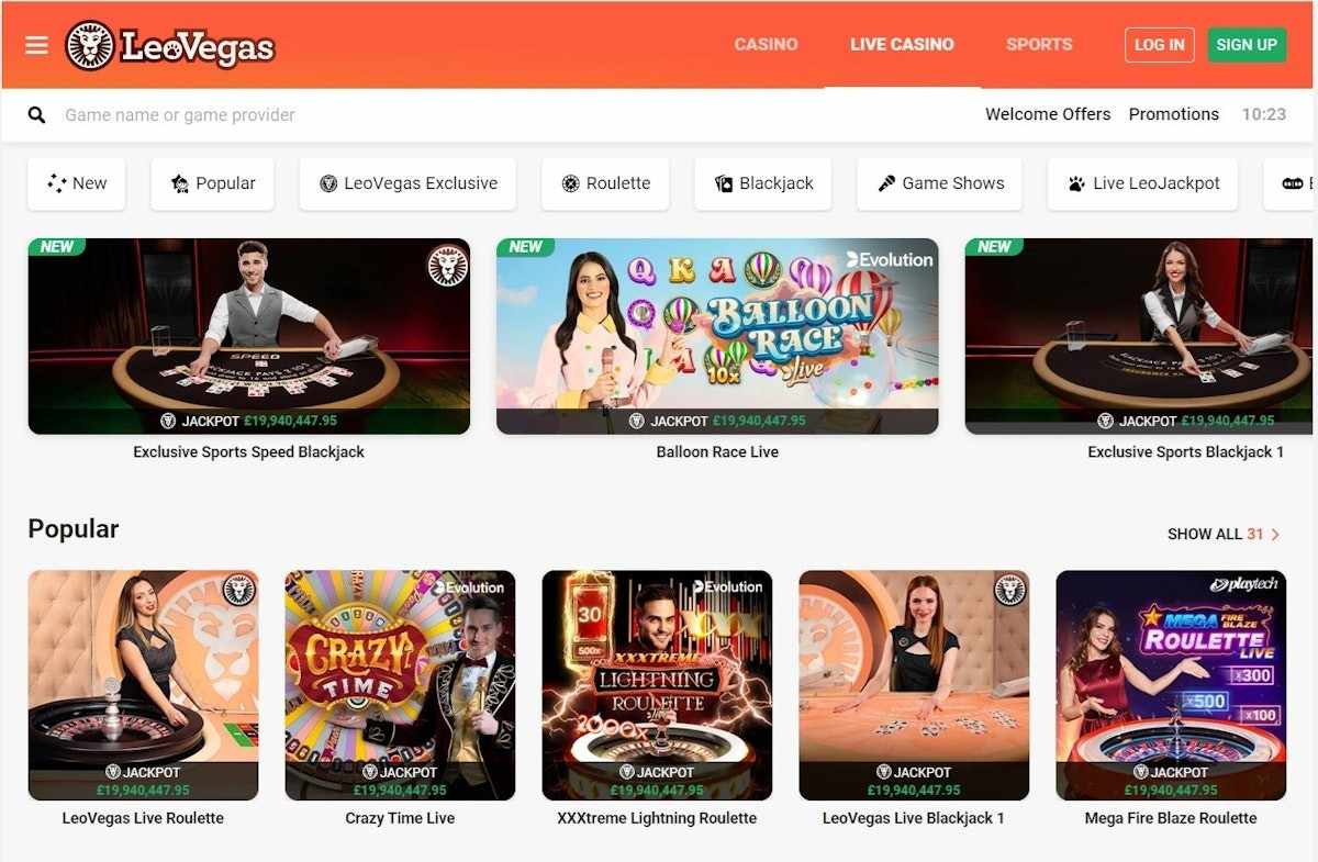 Leovegas homepage