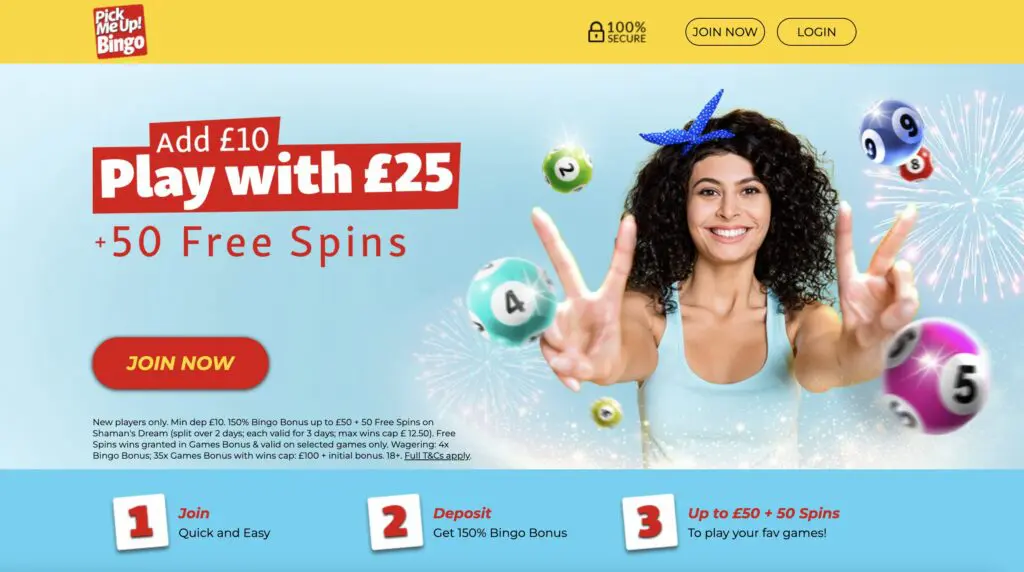 Pick Me Up Bingo Homepage