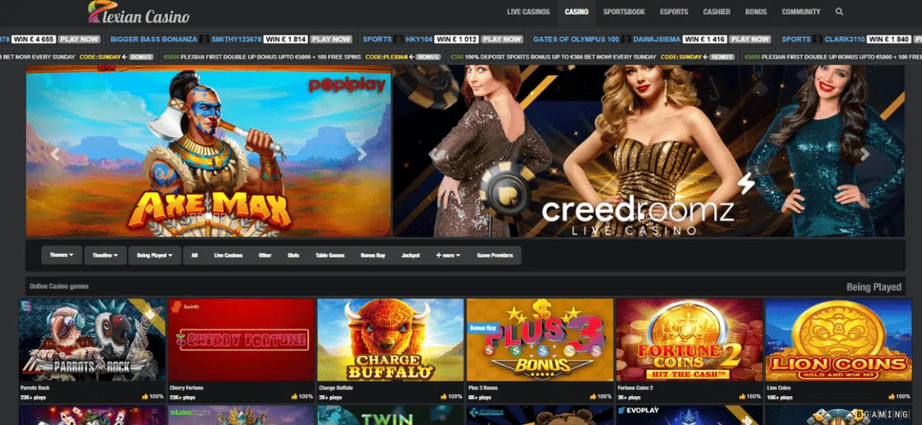 Plexian Casino homepage