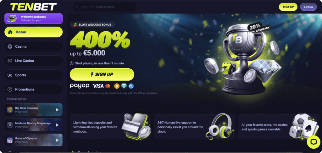 Tenbet Casino Homepage Tenbet Casino Homepage
