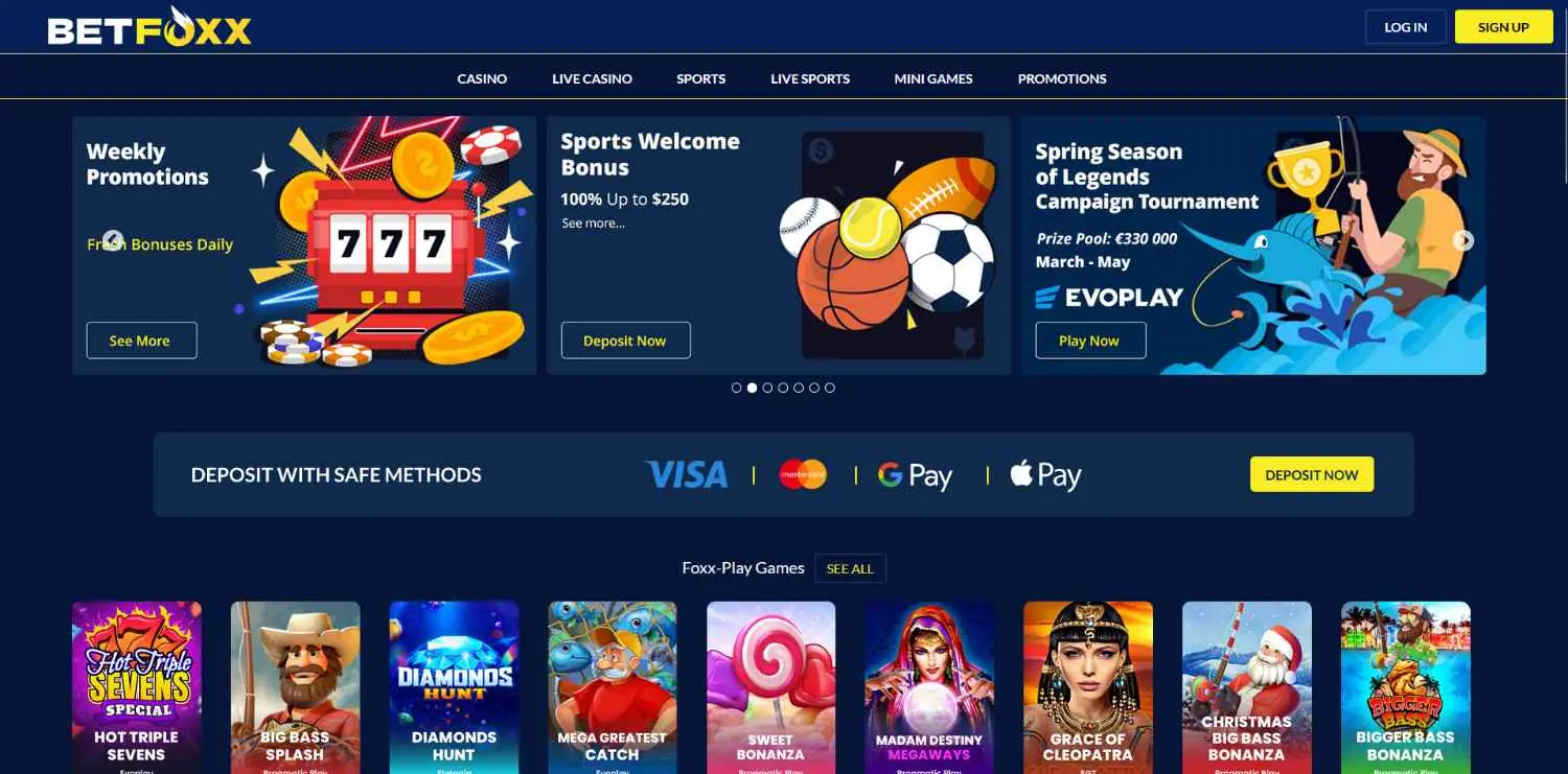 BetFoxx Homepage