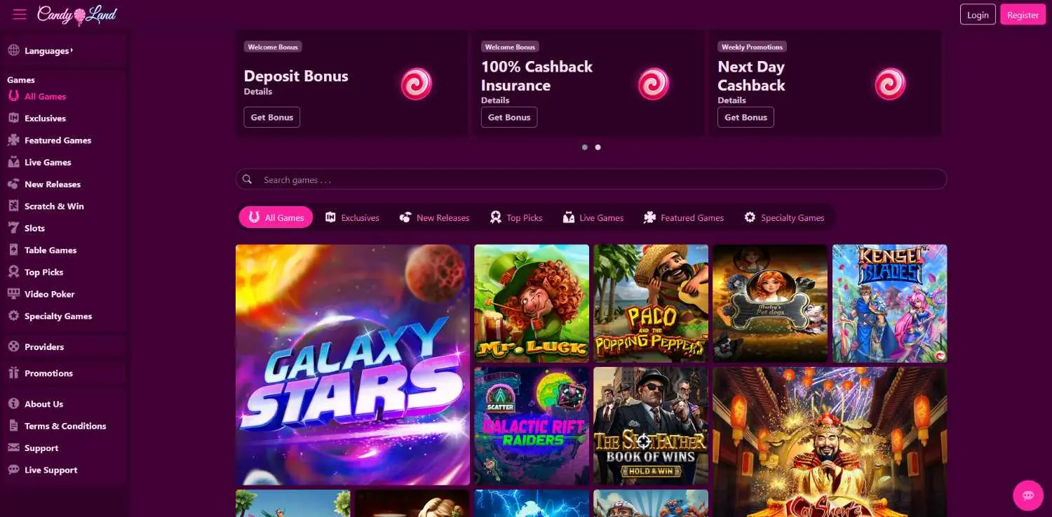 candyland casino homepage