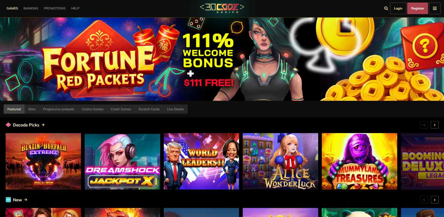 decode casino homepage