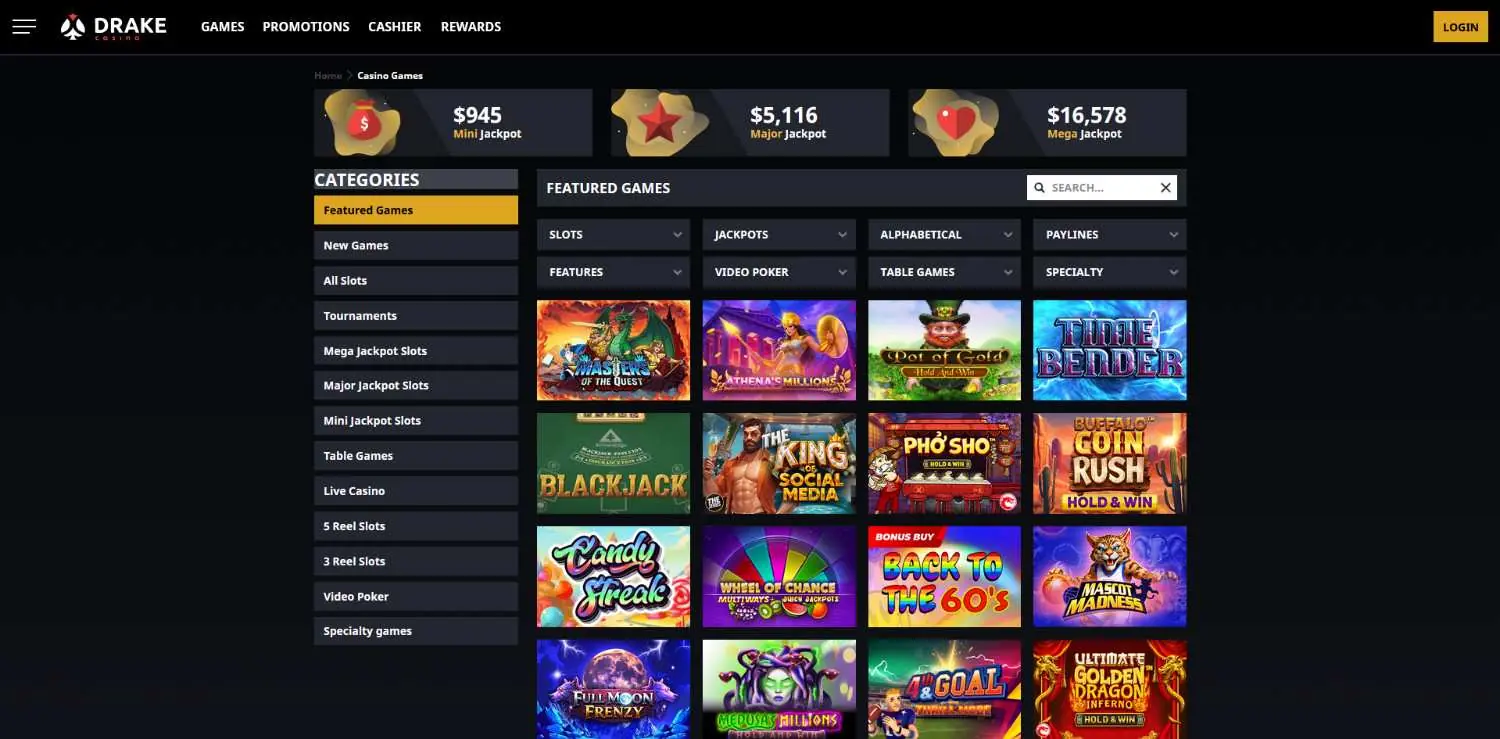 drake casino homepage