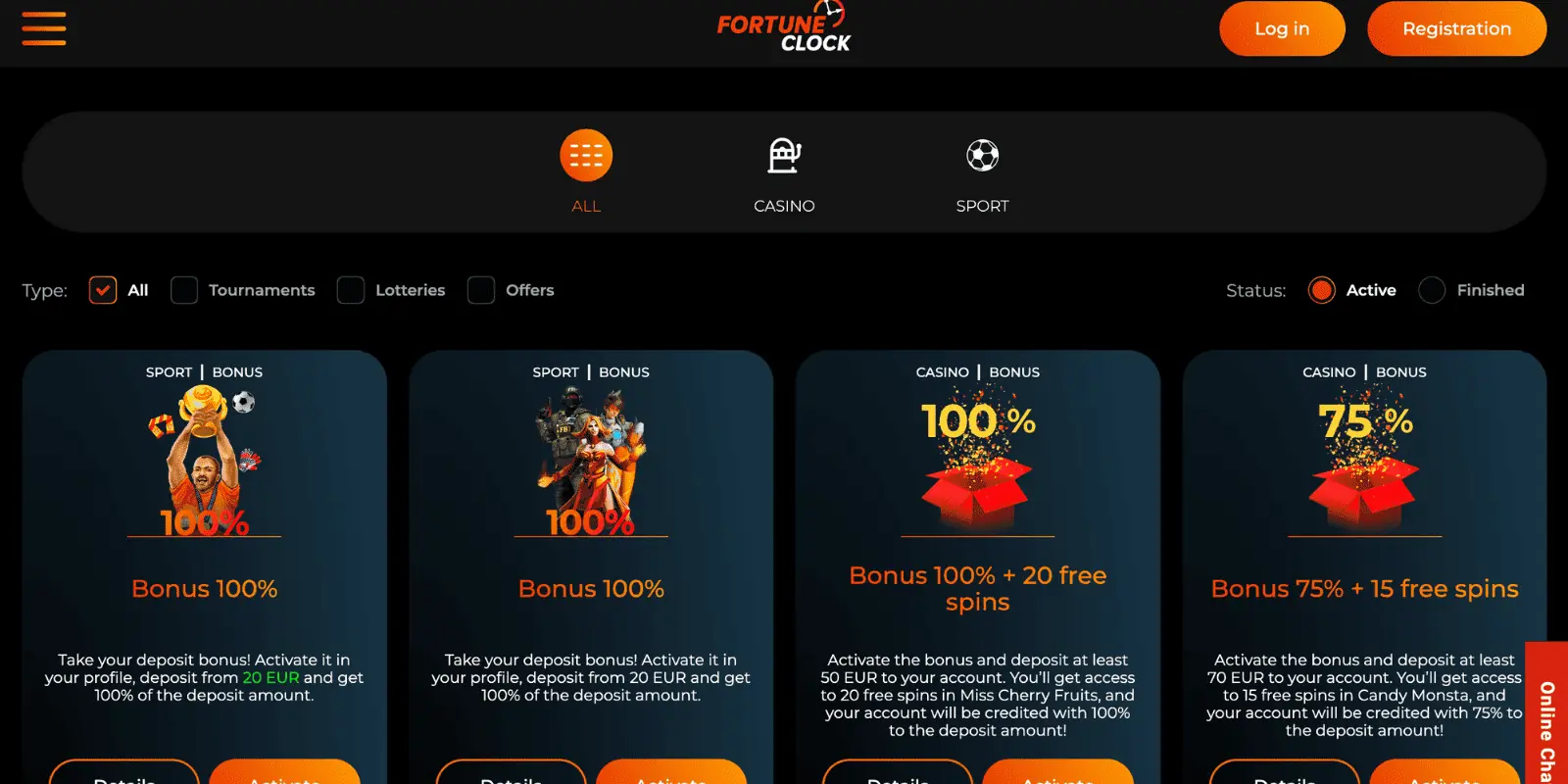 fortune clock homepage