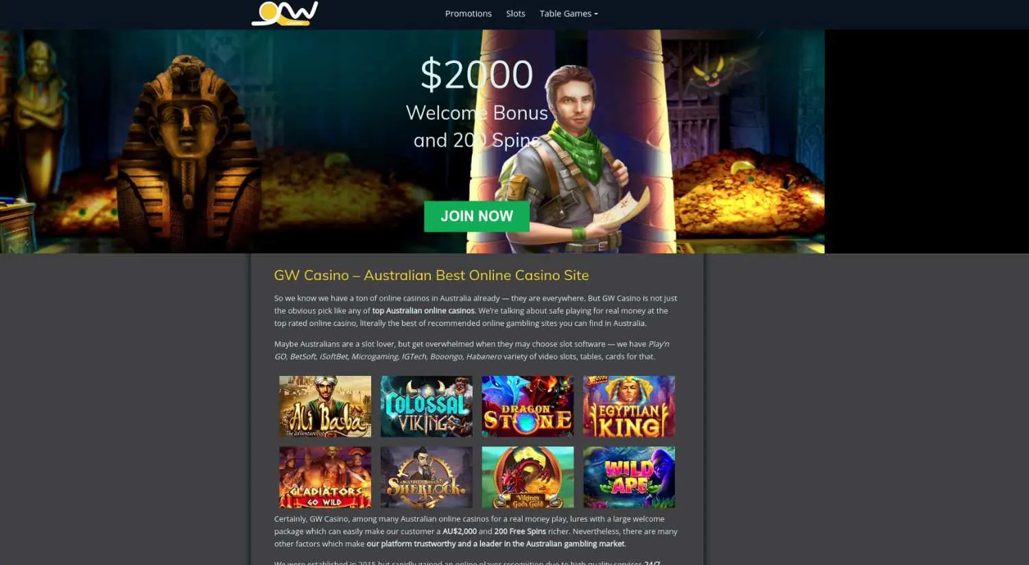 gwcasino homepage
