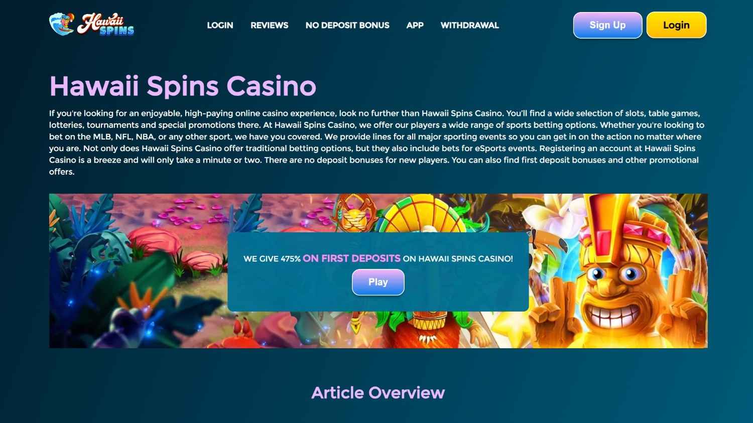 hawaii spins homepage