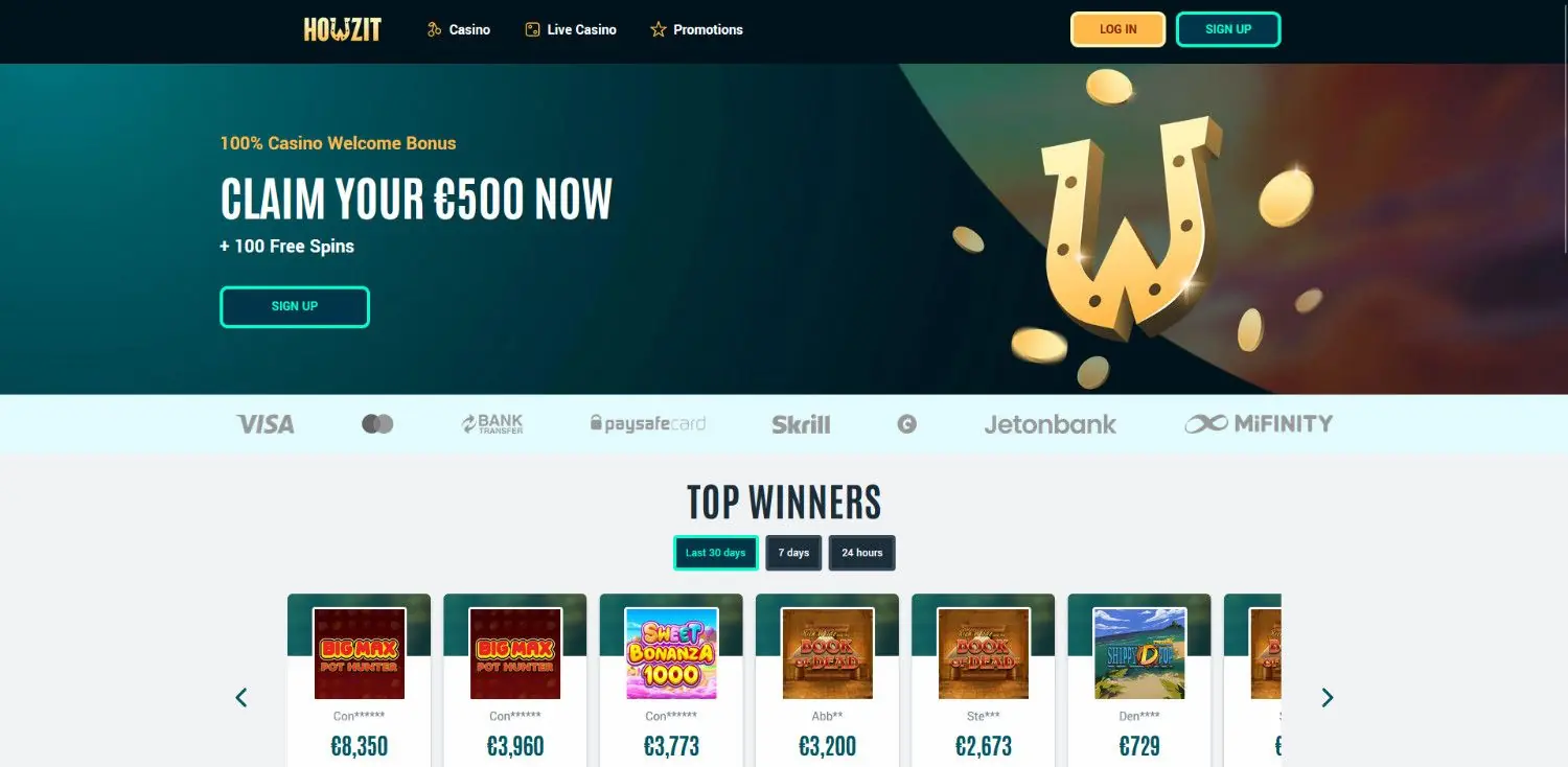 howzit casino homepage