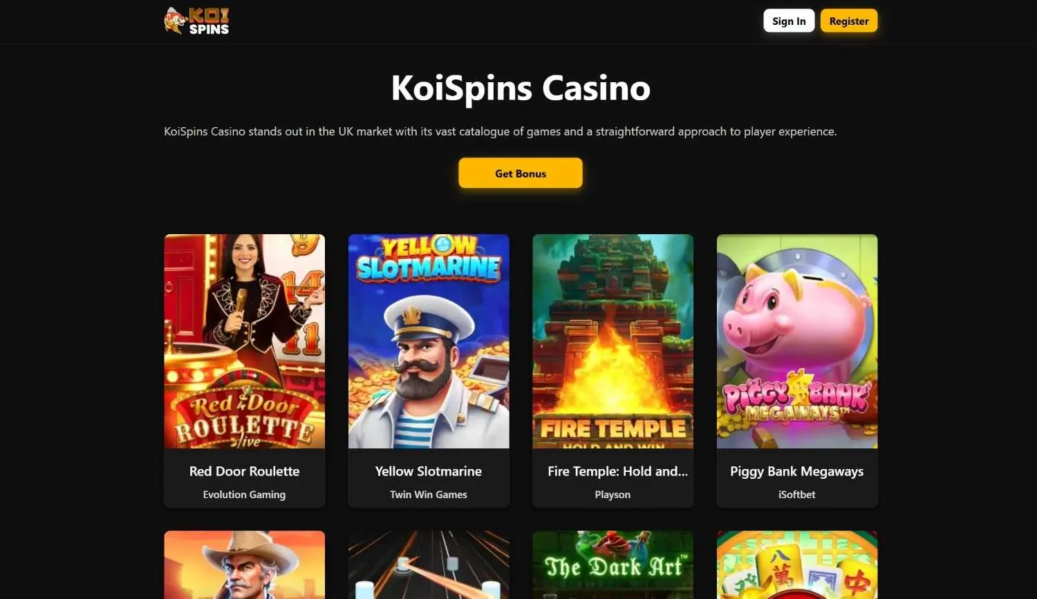 koi spins homepage