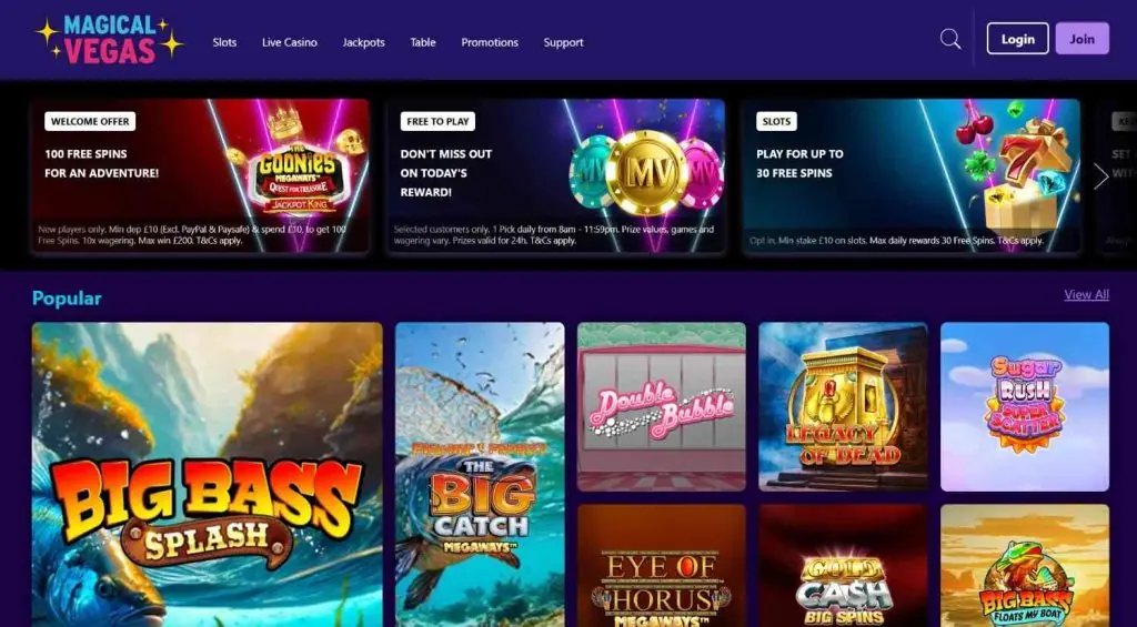 magical vegas homepage