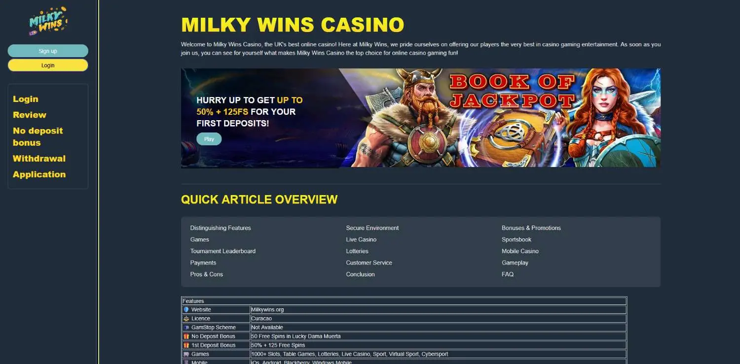 milky wins homepage