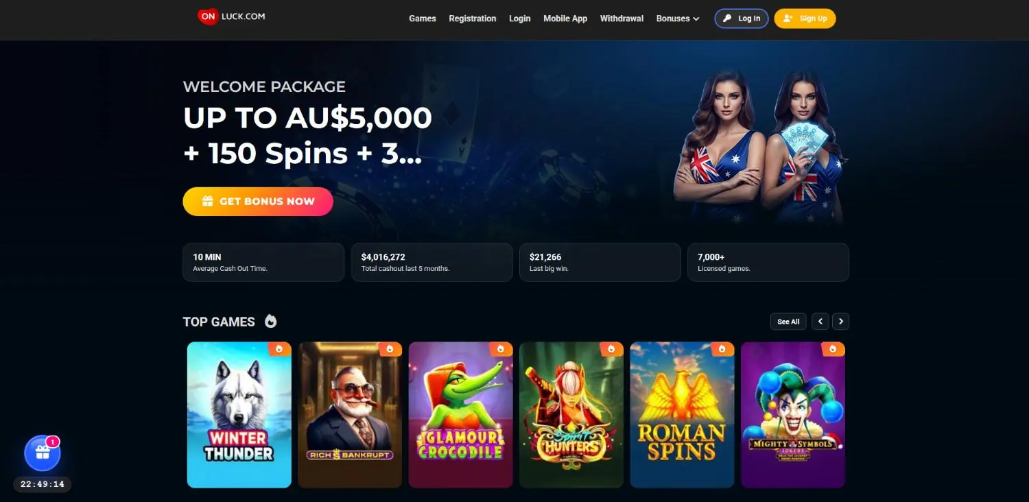 onluck casino homepage
