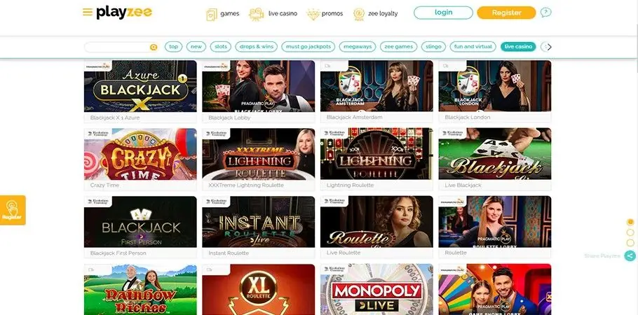 playzee casino homepage