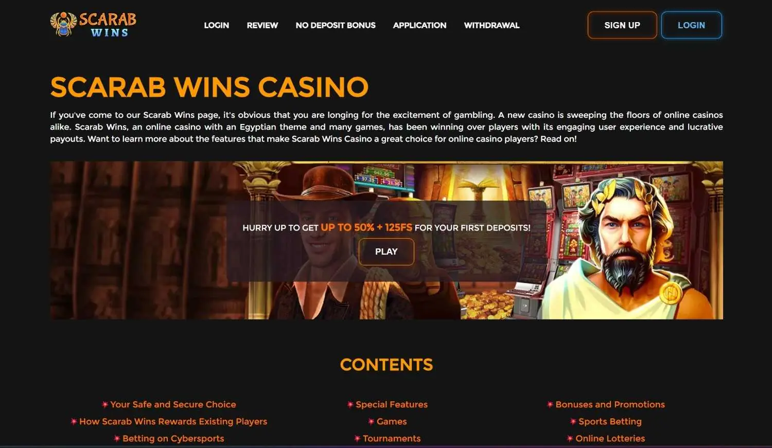 scarab wins homepage