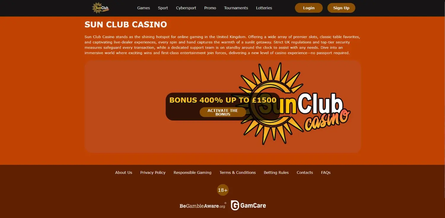 sunclub casino homepage