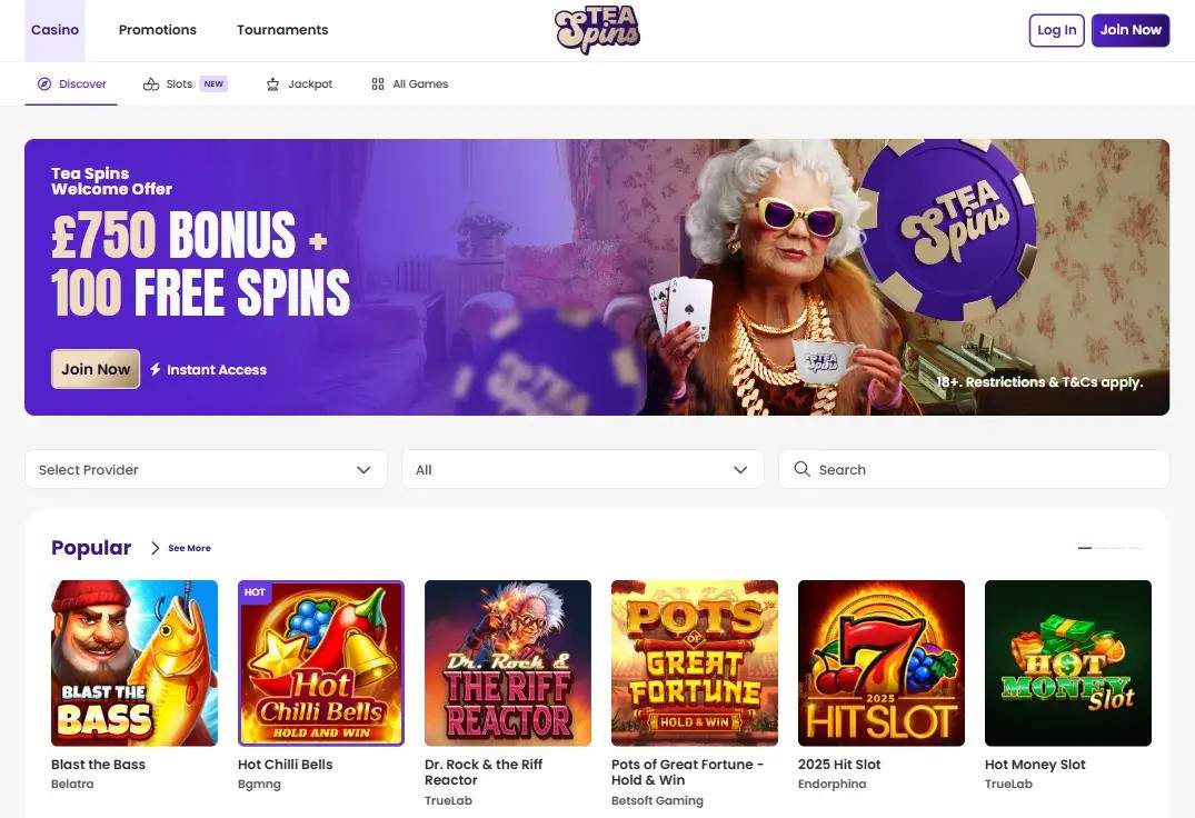 tea spins homepage