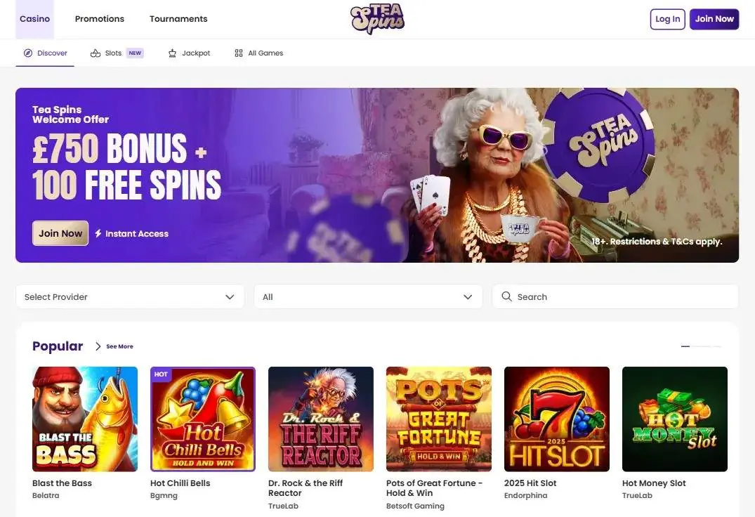tea spins homepage