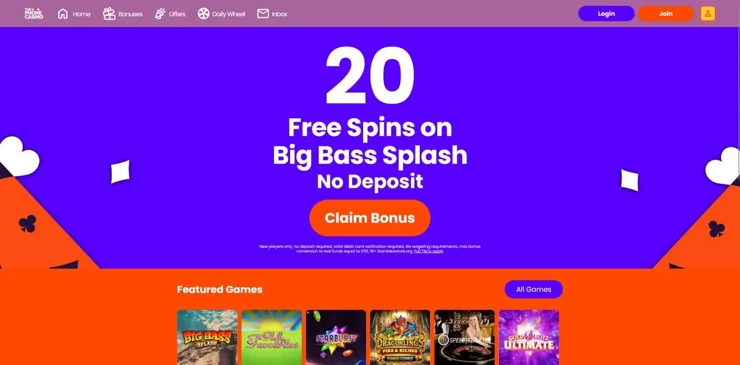 the phone casino homepage
