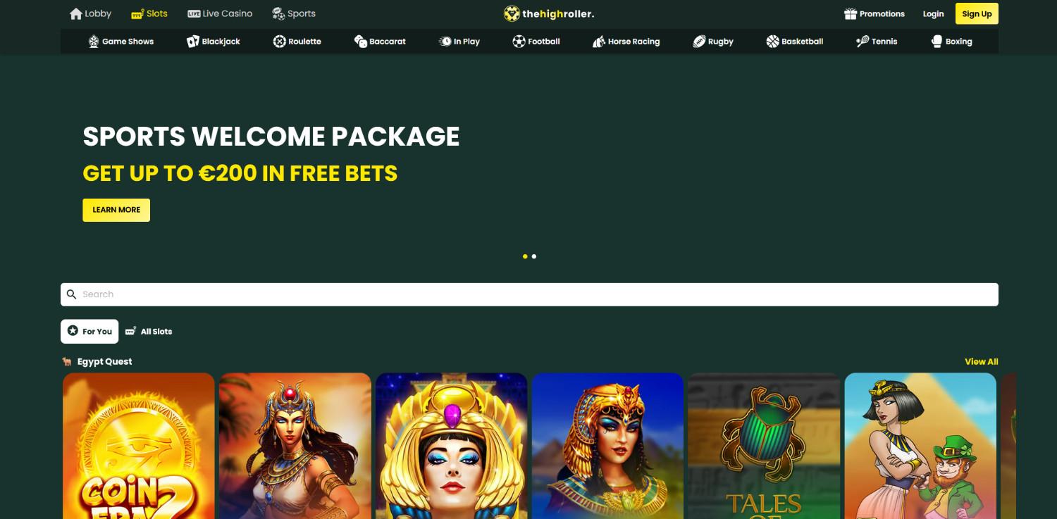thehighroller homepage