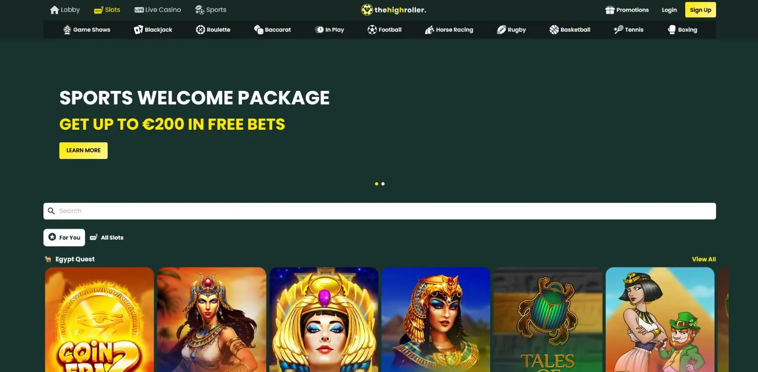 thehighroller homepage