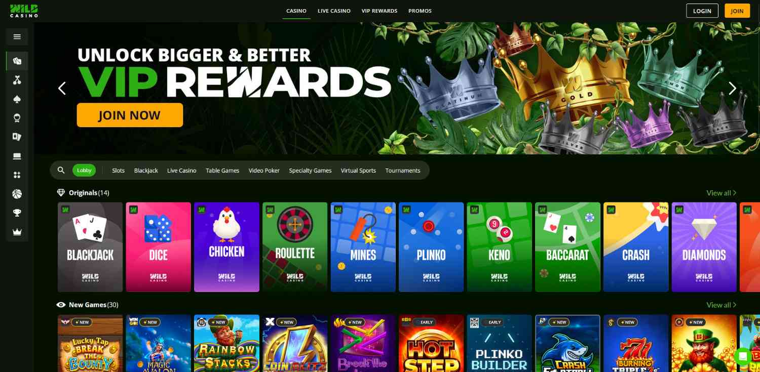 wild casino homepage