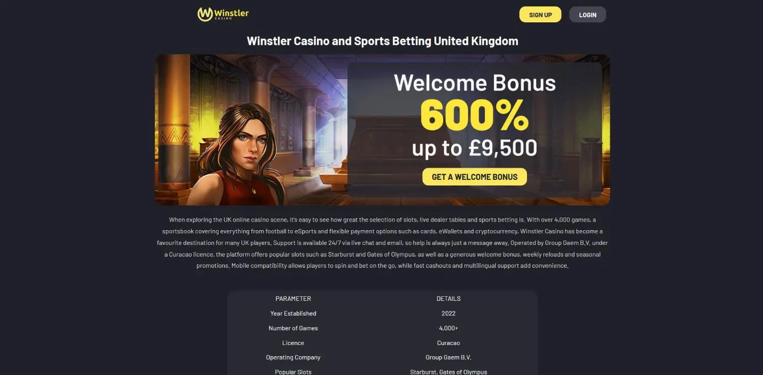 winstler casino homepage