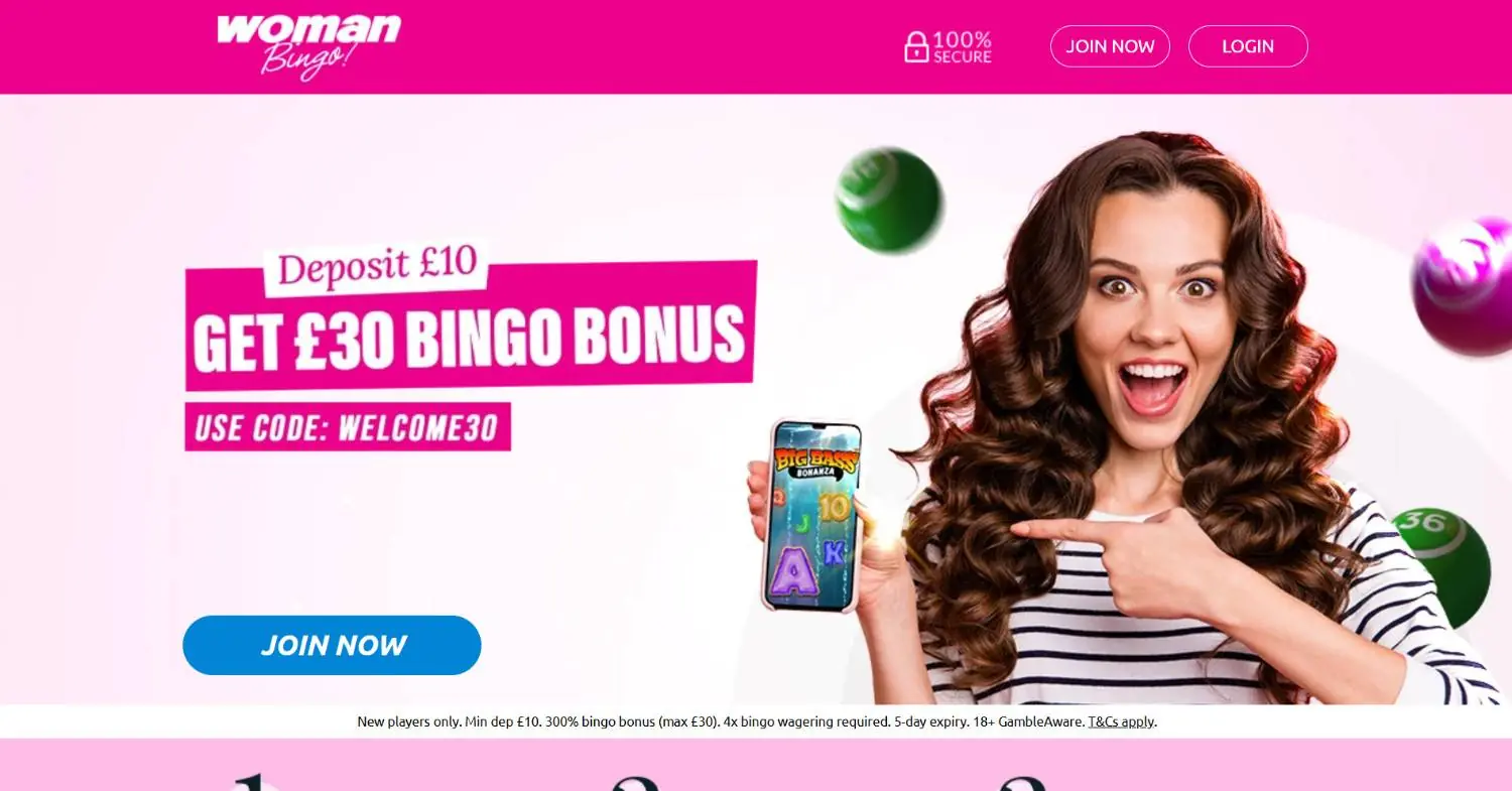 woman bingo homepage