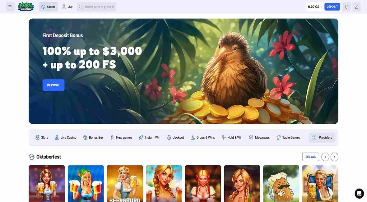 Koru casino homepage