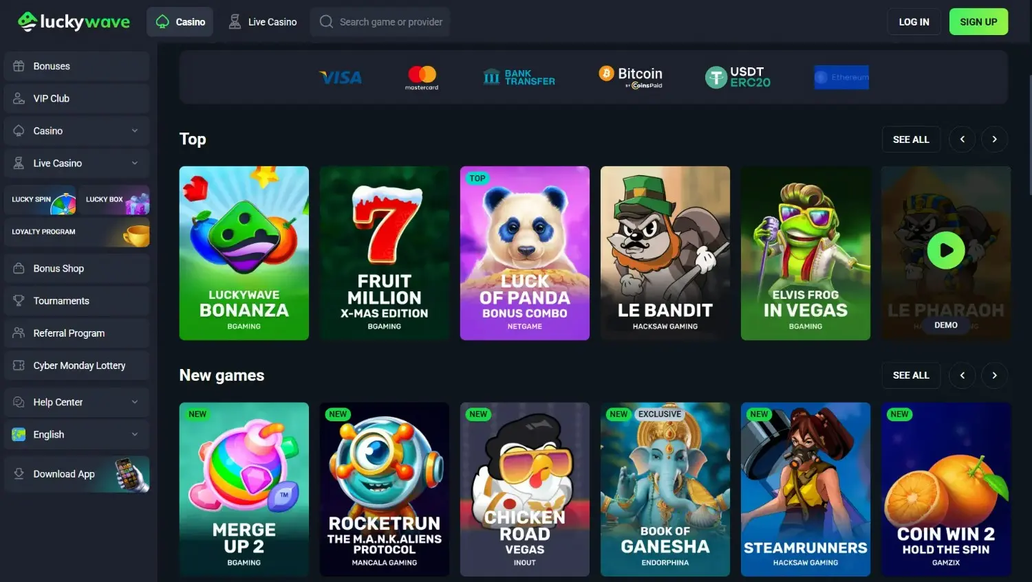 luckywave casino Homepage