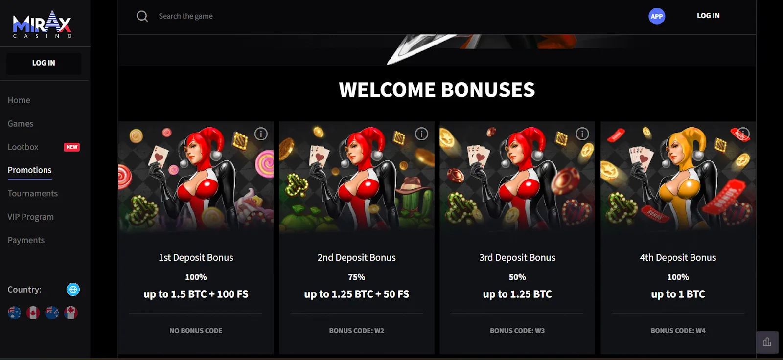mirax casino homepage